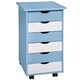 image 1 of Chest of Drawers - with 6 drawers, made of wood, with 4 wheels, 36 x 40 x 65 cm Blue