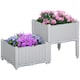 image 1 of Outsunny 2-pieces Elevated Flower Bed Vegetable Herb Planter Plastic, Grey