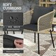 image 6 of Outsunny 3 Piece Rattan Bistro Set with Cushions, Nature Wood Finish