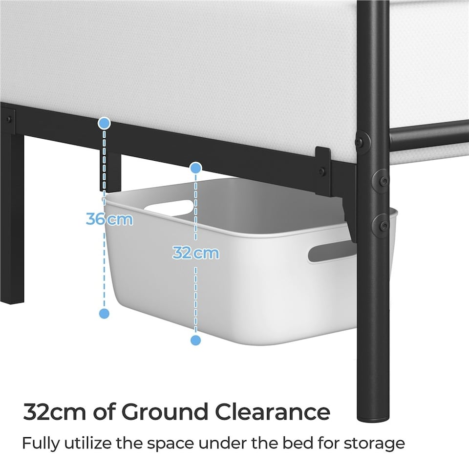 image 1 of Yaheetech 4ft6 Double Metal-Framed Bed Base with Storage Black