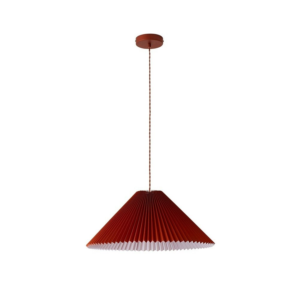 image 1 of ValueLights Akira Burnt Orange Paper Pleated Single Drop Ceiling Pendant Light with LED Bulb