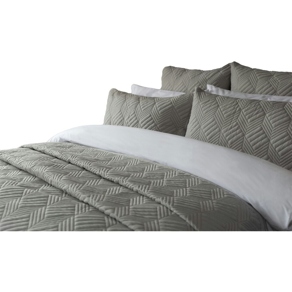 image 1 of Belledorm Lisbon Chevron Bedspread - Soft Grey - 260cm x 260cm
