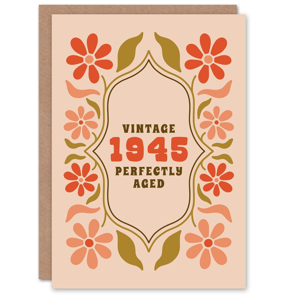 image 1 of Vintage Year Floral Flowers Her Born 1945 Aged 80 Years Old 80th Birthday Card