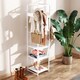 image 7 of HOMCOM Coat Rack, Freestanding Coat Stand with 3 Shelves and 8 Hooks, Clothes Stand for Entryway, Hallway, Bedroom, 170 x 38.5 x 30 cm, White Wood Grain