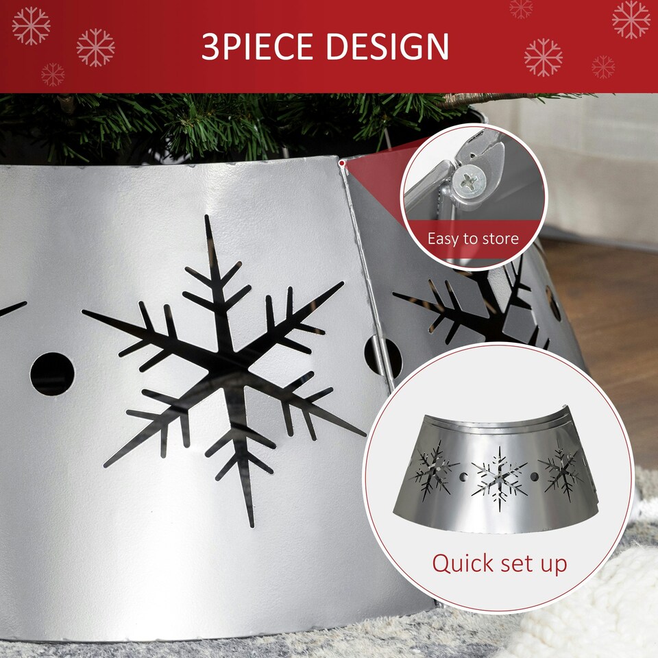 image 1 of HOMCOM Christmas Tree Base Cover with Hollow Snowflake Patterns Xmas Decoration