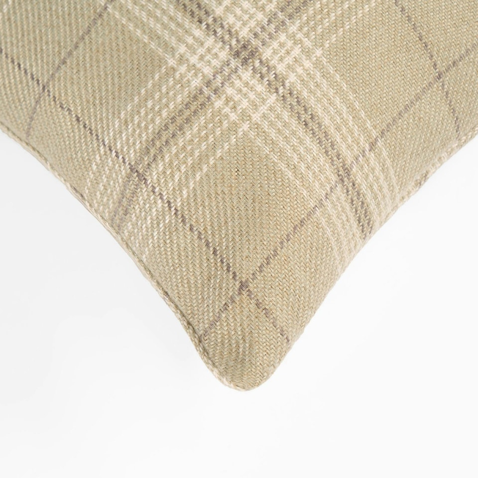 image 1 of OHS 4 x Decorative Woven Check Printed Cushion Covers, 45x45cm - Sage Green