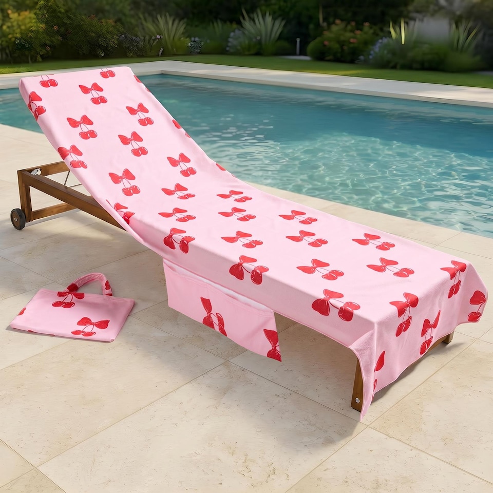 image 1 of OHS Bows Beach Towel with Bag Quick Dry Absorbent Travel Spa