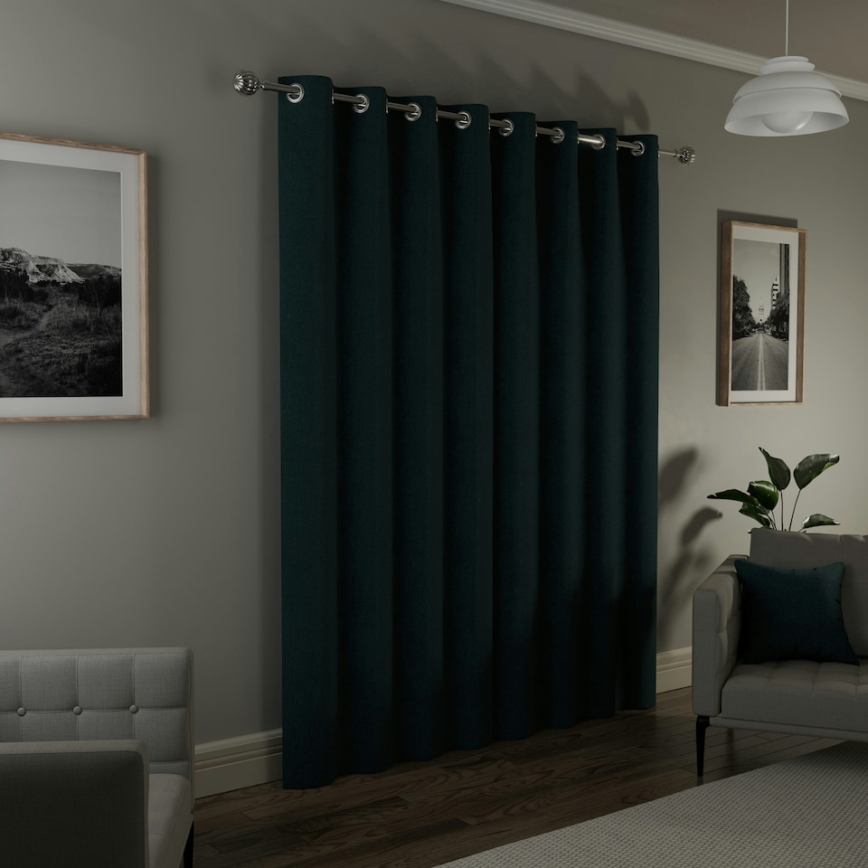 image 1 of Austin Teal Blackout Curtains 66 x 90 inch (168 x 229 cm) 100% Blackout Eyelet Thermal Noise Reducing Curtains for Bedroom and Living Room