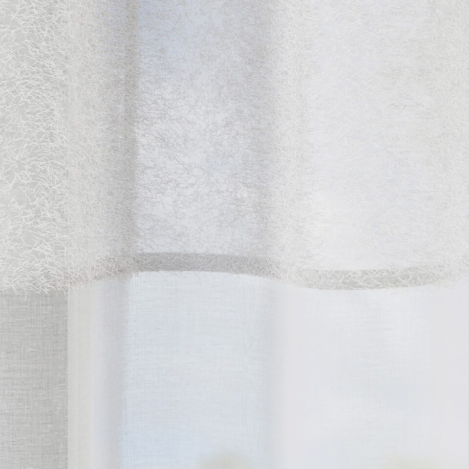 image 1 of Andorra White Textured Header Sheer Voile Panels - Pair 140 x 229cm (55x90") | White | White | 2