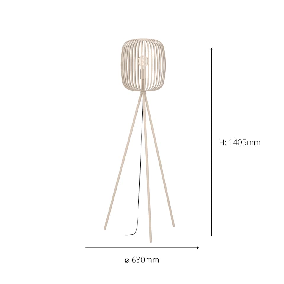 image 1 of EGLO Romazzina Sandy-coloured Caged Tripod Floor Lamp | Cream