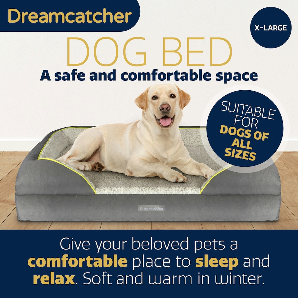 image 1 of Dreamcatcher Grey Extra Large Dog Bed Orthopaedic Memory Foam 71x58x16cm Grey | XL