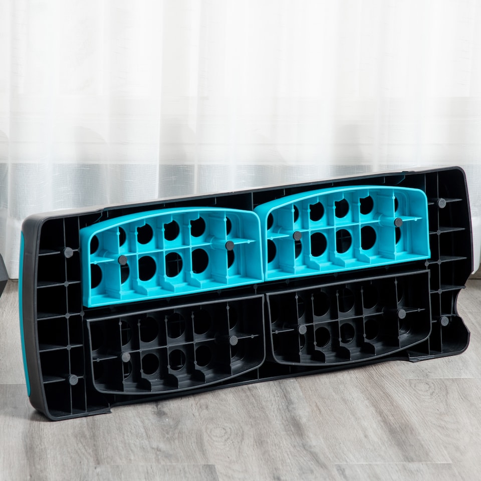 image 1 of HOMCOM Aerobic Step Three-Level Adjustable Exercise Stepper, Black and Blue