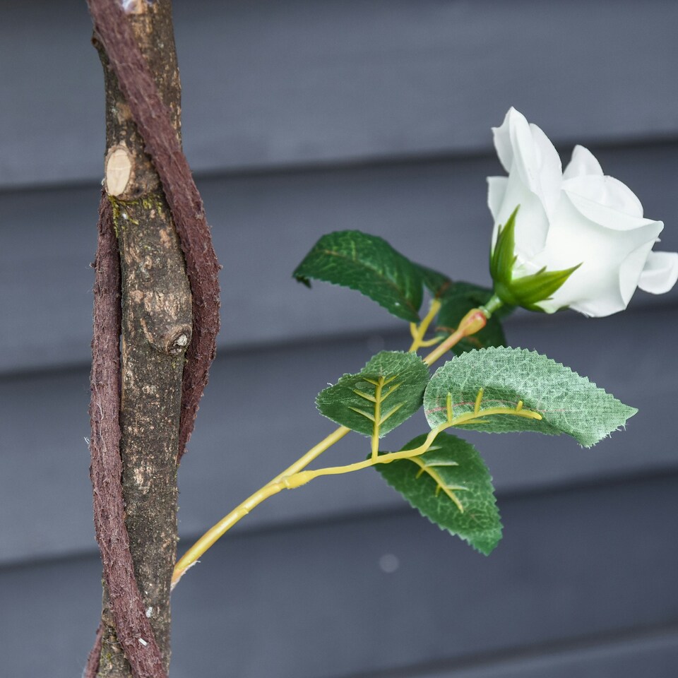 image 1 of Outsunny 90cm Artificial Rose Tree, Fake Decorative Plant, Pink