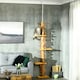 image 2 of PawHut 242cm Floor to Ceiling Cat Tree with Leaves, Scratching Post, Orange