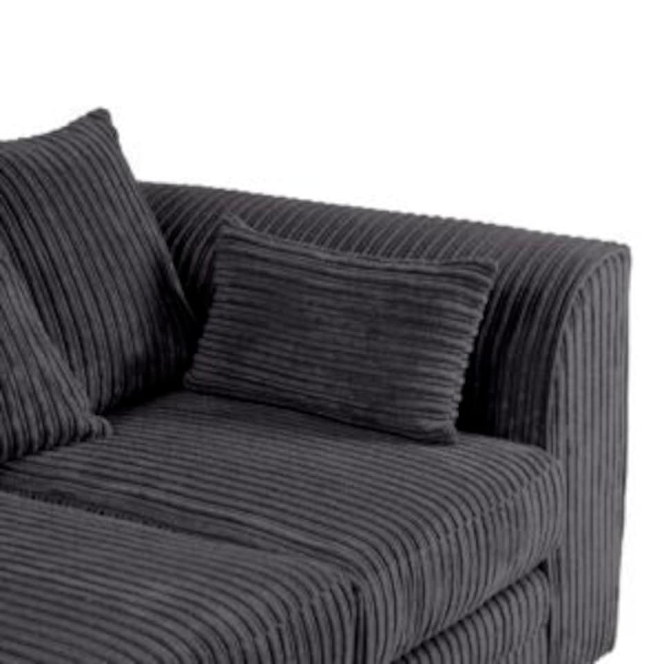 image 1 of Rivoli L Shape Corner Sofa in Jumbo Cord - Left Hand Facing Chaise Black