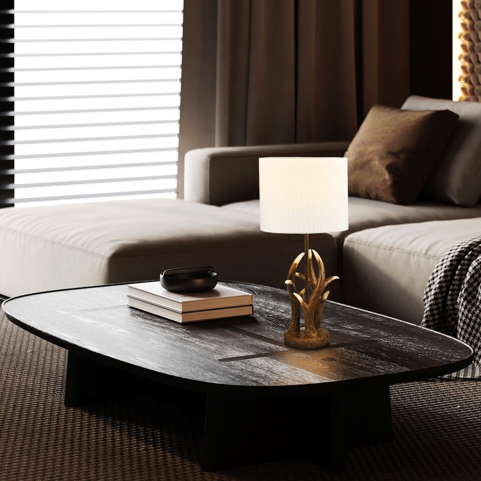 image 1 of Traditionally Designed Antler Resin Table Lamp Base in a Rustic Bronze Finish | Bronze