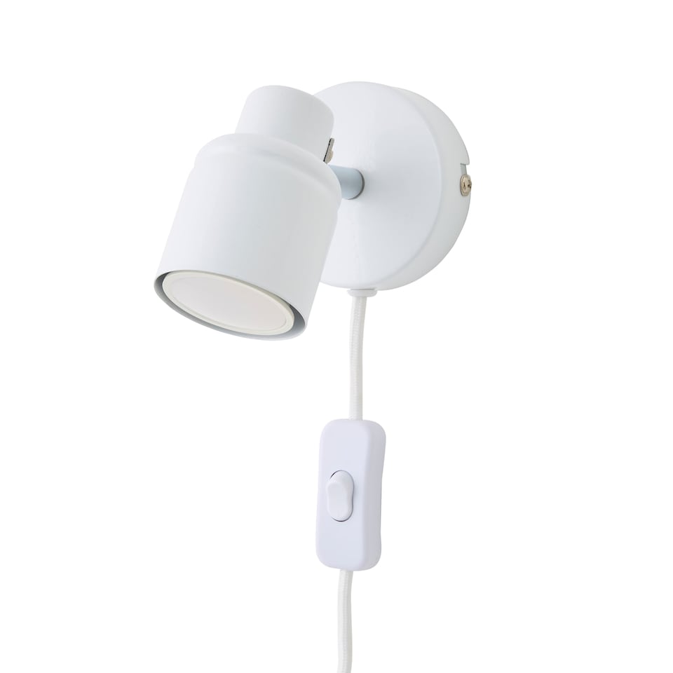 image 1 of ValueLights Benton White IP44 Wall Light With Cable Plug | White