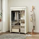image 7 of HOMCOM Fabric Wardrobe w/ Shelves Hanging Rail Foldable Closets Cream Cream