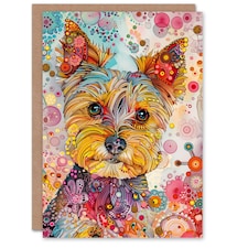Dog Lover Yorkshire Terrier Colourful Fun Child Kids Birthday Card