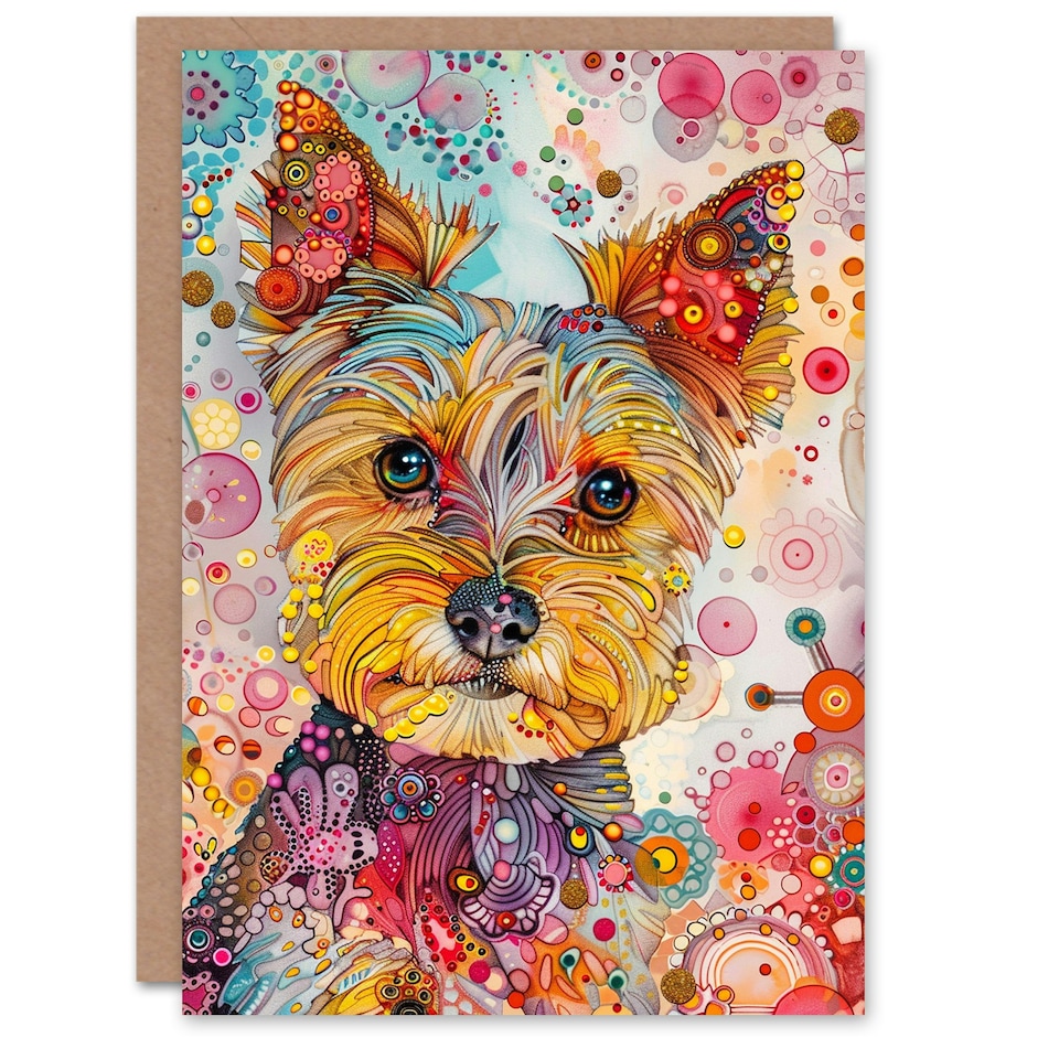 image 1 of Dog Lover Yorkshire Terrier Colourful Fun Child Kids Birthday Card