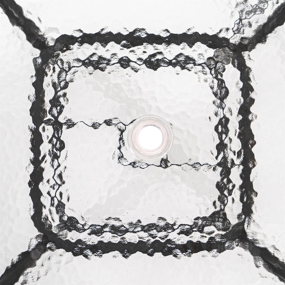 image 1 of Harbour Housewares Glass Top Garden Table - Glass Top Outdoor Patio Coffee Bistro Furniture - 90 x 90cm - Black