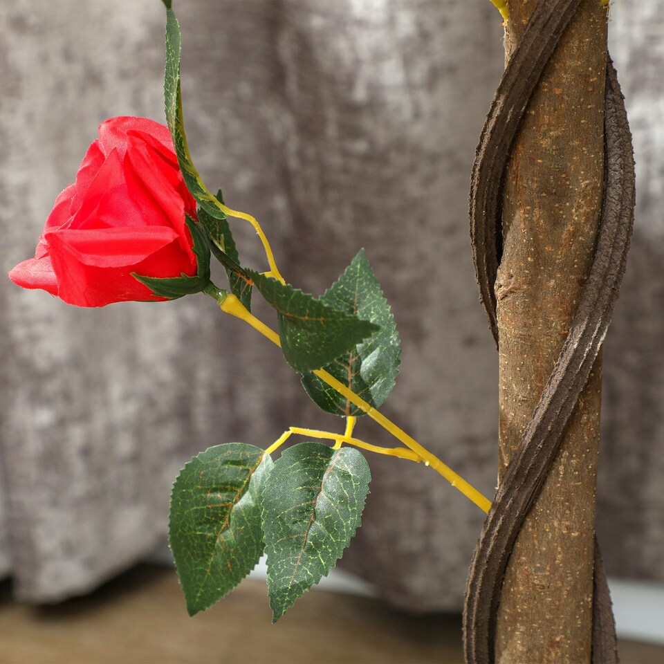 image 1 of Outsunny Set of 2 90cm Artificial Rose Tree, Fake Decorative Plant, Red