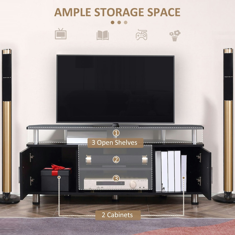 image 1 of HOMCOM TV Unit Cabinet with Storage Shelves and Cupboard Center
