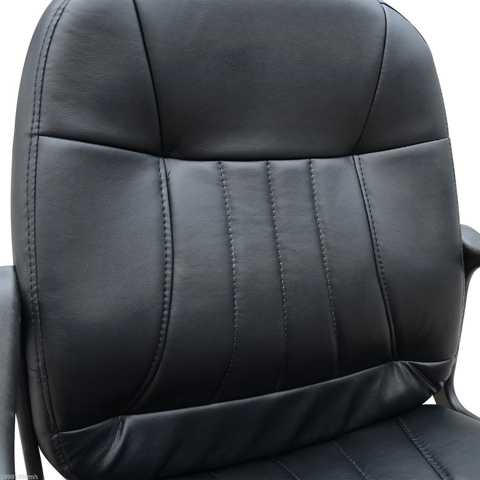 image 1 of HOMCOM PU Leather Office Chair Swivel Mid-Back Computer Desk Chair, Black