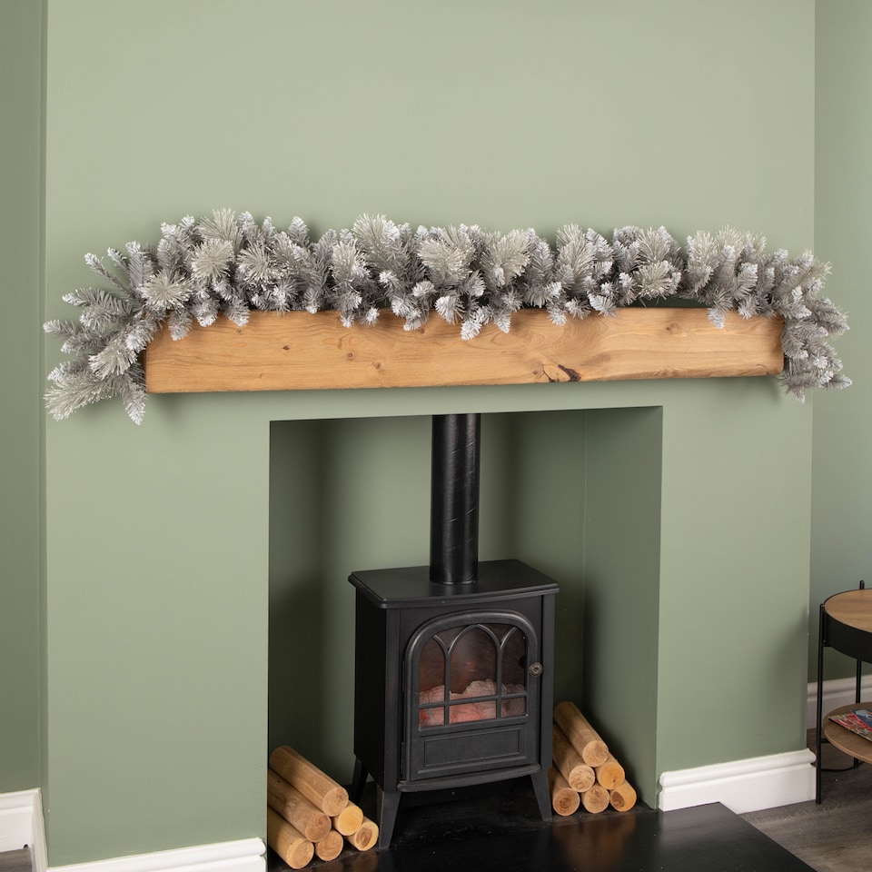image 1 of 6ft (1.8m) Premier Lightly Flocked Grey Fir Christmas Garland with Mixed Tips