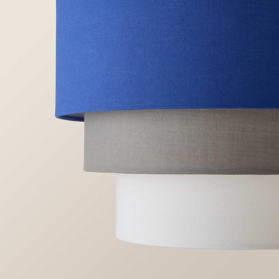 image 1 of ValueLights Aztec 3 Tier Blue Fabric Ceiling Light Shade and Bulb