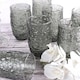 image 1 of Set of 6 Grey Textured Pressed Tall Glass Tumblers Spring Summer