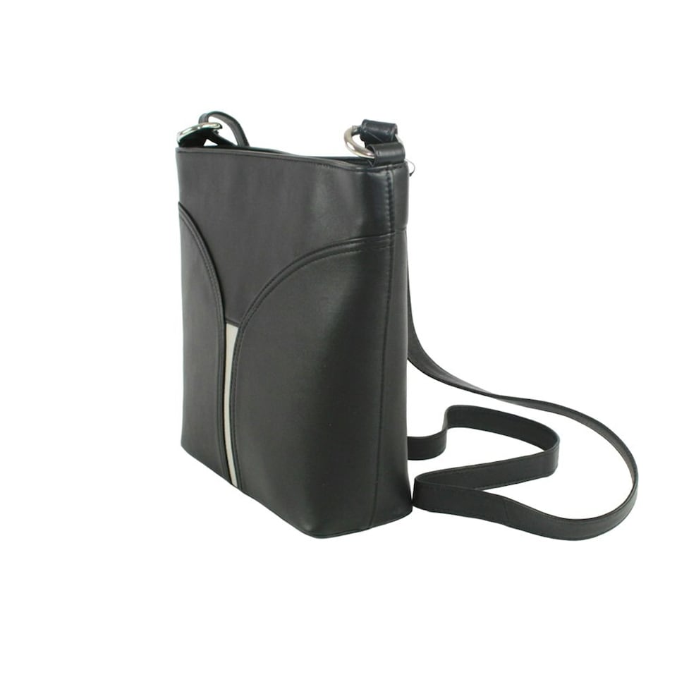 image 1 of Eastern Counties Leather Caitlin Leather Shoulder Bag - Black/Ivory - One Size | Black