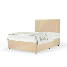 Natural Plush Velvet No Drawer Divan Base and Valencia Headboard Super King