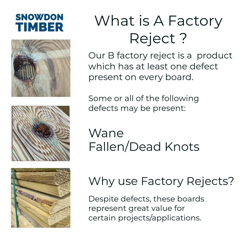 image 1 of Snowdon Timber Factory Reject DB251208T10 Treated Decking Board (L) 2.4m (W) 120mm (T) 25mm 10 Pack N/A