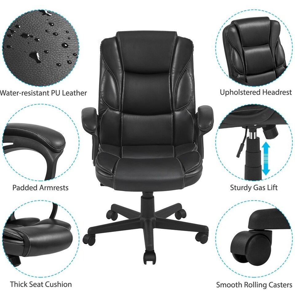 image 1 of Yaheetech PU Leather Executive Chair with High Back Black | Black