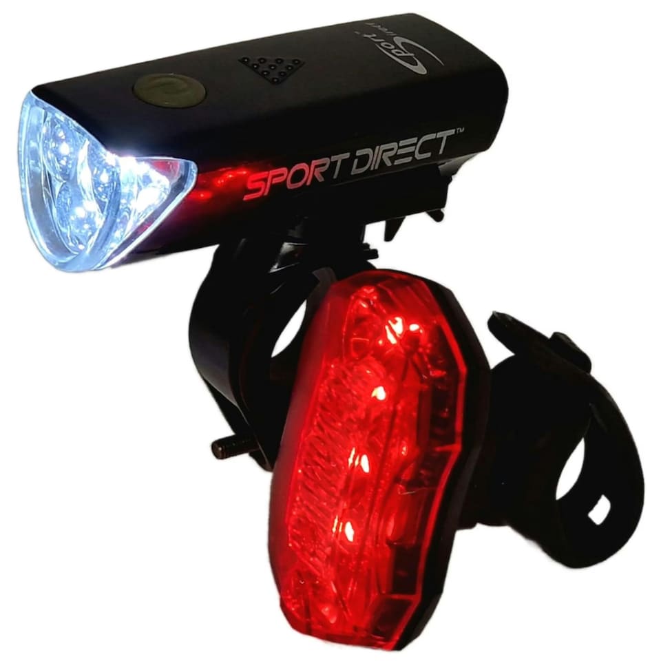 image 1 of Sport Direct 20 Lm 3x LED Bike Front Light Awe Rear SuperBright 5 x Red SMD LEDs Set