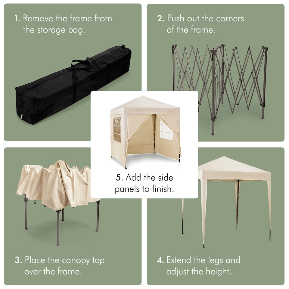 image 1 of VonHaus Pop Up Gazebo 2 x 2m w/ Removable Sides Ivory