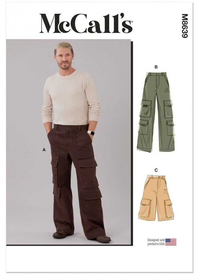 McCalls Sewing Pattern 8639, Trousers and Shorts for Men - BB (44-46-48-50-52) - Intermediate