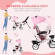image 6 of HOMCOM 6 in 1 Kids Trike for 1-5 Years, Toddler Tricycle Folding Bike with Parent Handle, Reversible Seat, Storage Basket, Canopy, 5-point Seat Harness, Pink