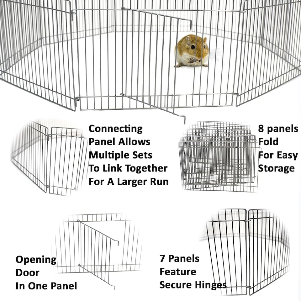 image 1 of Actiaspet - Small Animal Playpen | 8-Panel Metal Enclosure with Door, 33 x 23 cm Panels