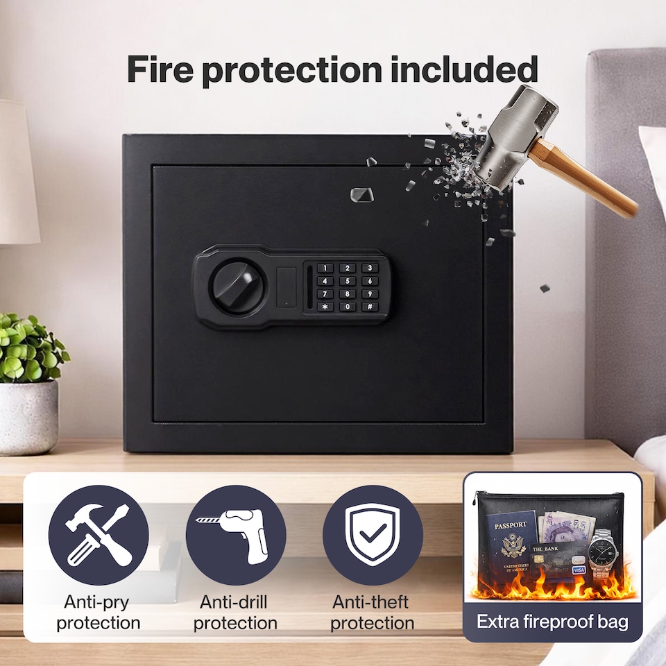 image 1 of Levede Safe Fireproof Security Box Home Office Cash Lock Deposit Password 31L