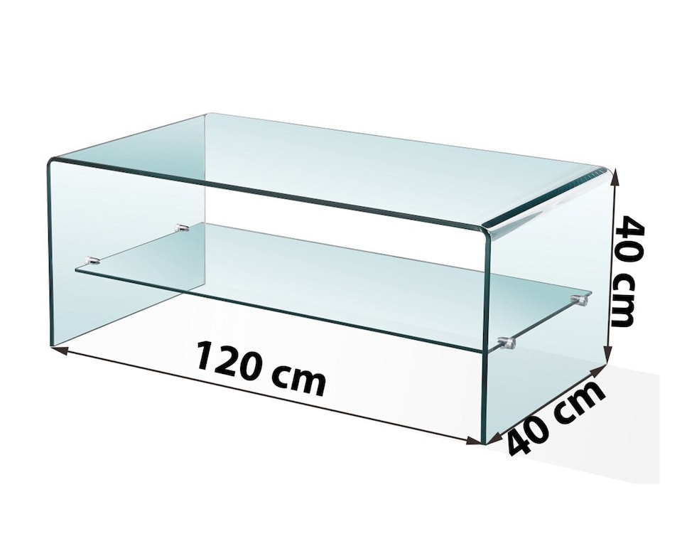 image 1 of Luna Clear Glass Coffee Table with Shelf | Clear | Clear