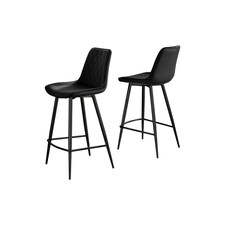 Furniturebox Pesaro Bar Chair Black Velvet Black Leg x 2