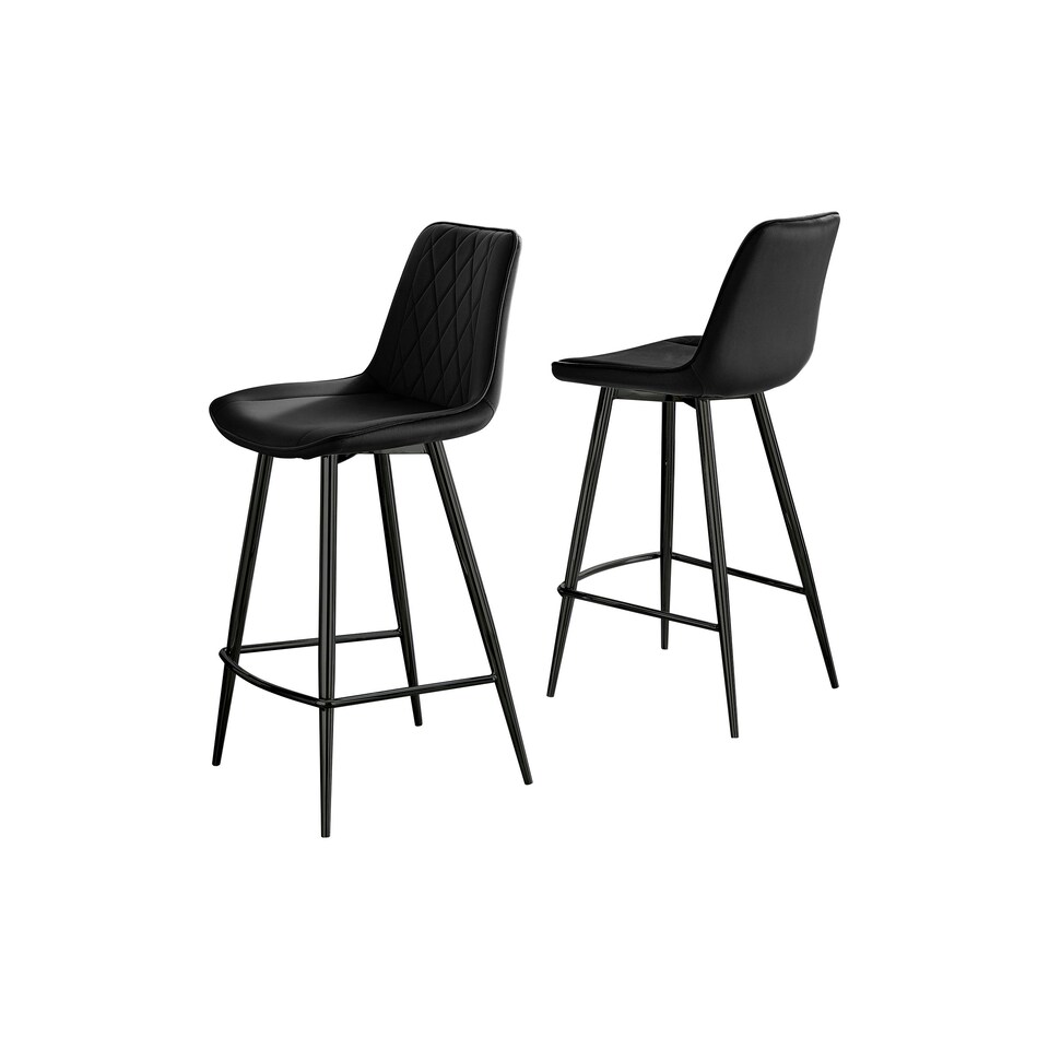 image 1 of Furniturebox Pesaro Bar Chair Black Velvet Black Leg x 2