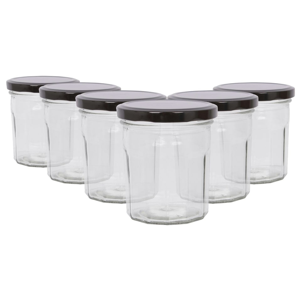 image 1 of Argon Tableware Glass Jam Jars with Lids - 250ml - Pack of 6