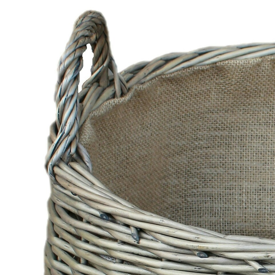 image 1 of Small Antique Wash Stumpy Wicker Basket Brown
