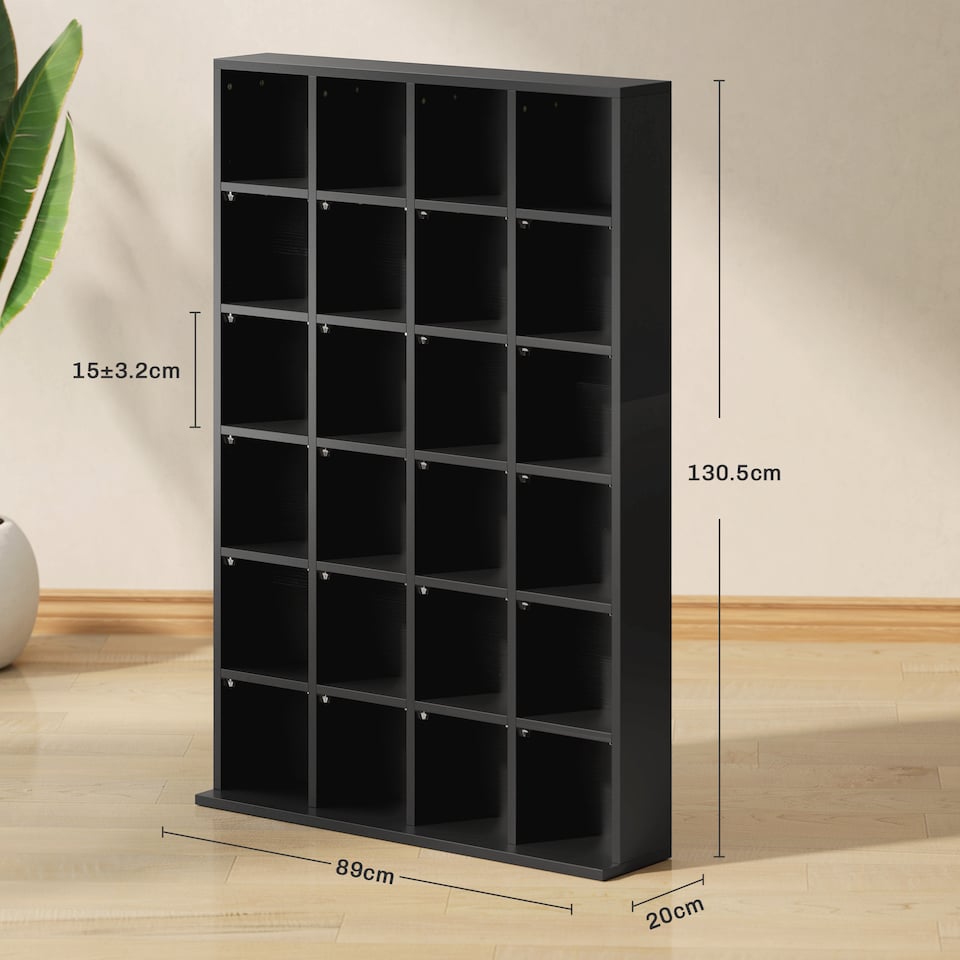 image 1 of HOMCOM 456 CD  336 DVD Storage Unit, Media Storage Shelf, Wooden Display Unit with Adjustable Shelves, 89 x 130.5 cm, Black
