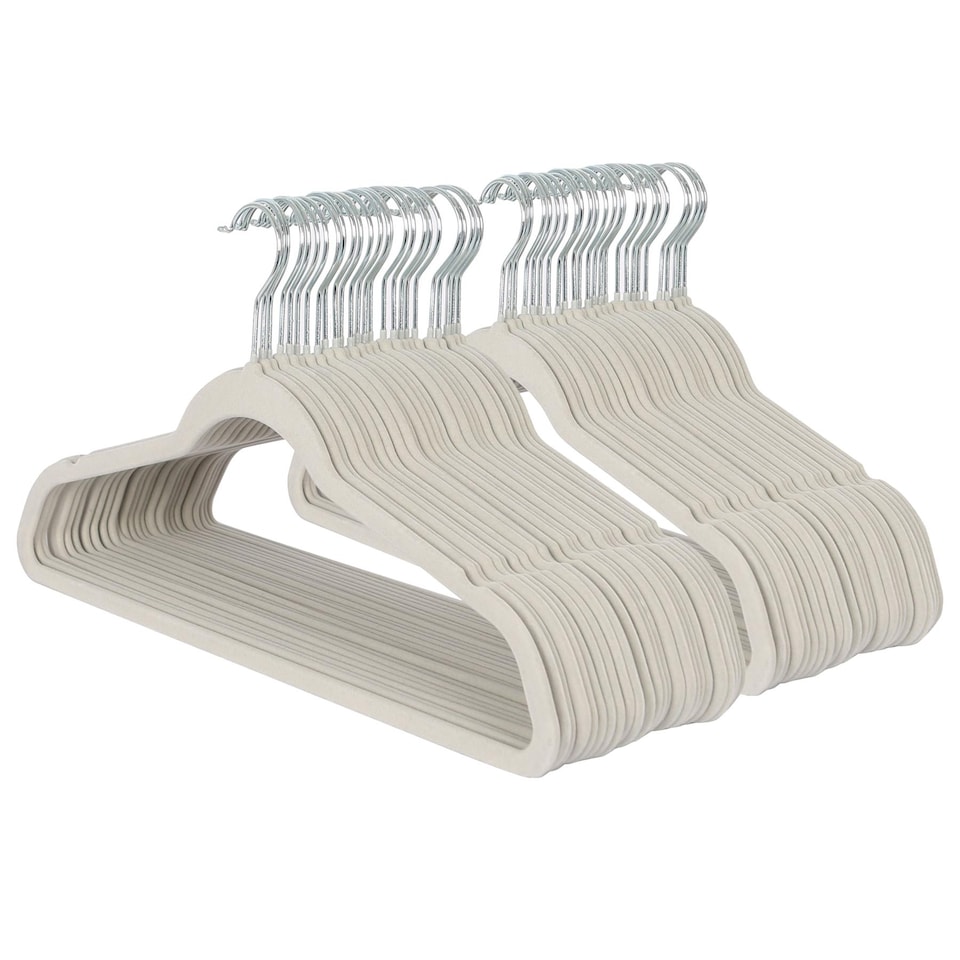 image 1 of Harbour Housewares Non-Slip Velvet Hangers - 45cm - Grey - Pack of 50
