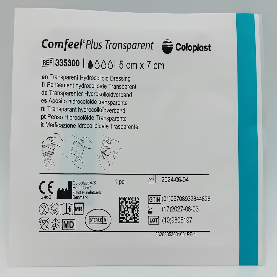 image 1 of Comfeel Plus Transparent 5cm x 7cm Hydrocolloid Dressings - Box of 10
