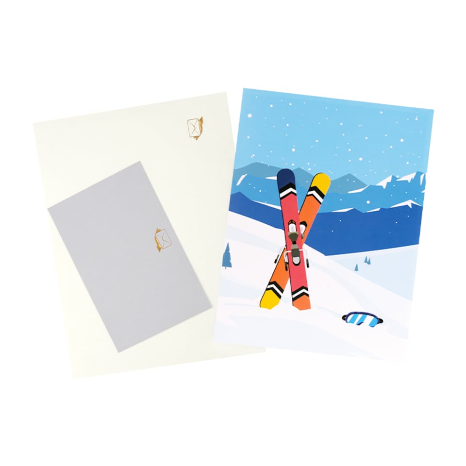 image 1 of Frozen Fun Ski & Snowboard 3D Pop Up Greeting Card